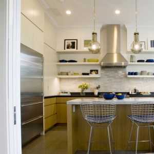 现代网格式墙面别墅厨房装修效果图