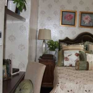 现代美式别墅浪漫卧室窗帘装修效果图