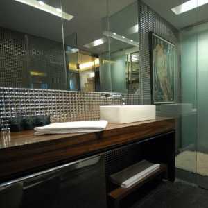 镜子卫生间瓷砖背景墙地柜装修效果图