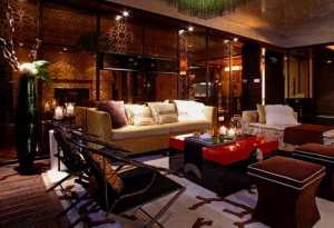 现代别墅深紫色沙发客厅装修效果图