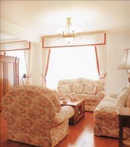富裕型二居室沙发窗帘装修效果图