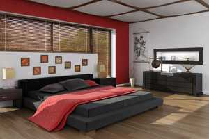 实木中式卧室背景墙装修效果图