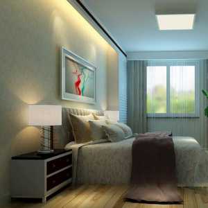 现代卧室双人卧室背景墙装修效果图