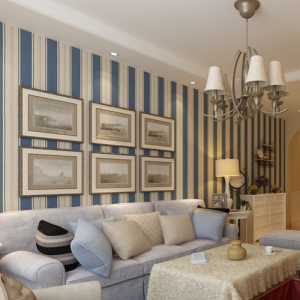 现代美式起居室精美壁画装修效果图