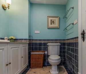 现代卫生间蓝色锦砖墙面装修效果图