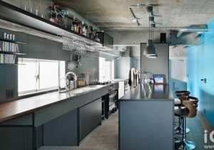 现代别墅白色创意吊灯厨房装修效果图