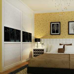 现代双人卧室壁纸二居装修效果图