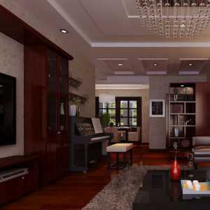 新中式二居客厅沙发背景墙装修效果图