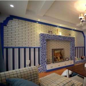 地中海砖墙壁纸别墅起居室装修效果图