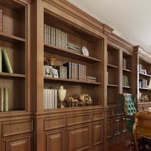 现代别墅起居室书房一体式装修效果图