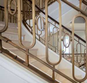现代别墅起居室楼梯精装装修效果图