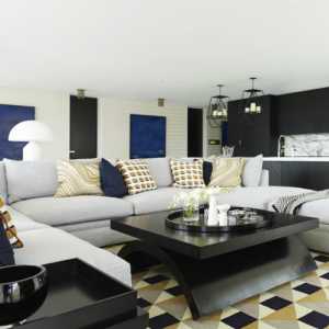 现代白色地毯别墅起居室装修效果图