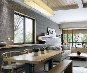 现代别墅全木质桌柜餐厅装修效果图