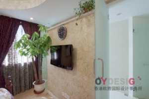 中式电视柜盆栽客厅吊灯装修效果图