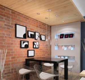 别墅深咖色木质地板餐厅装修效果图