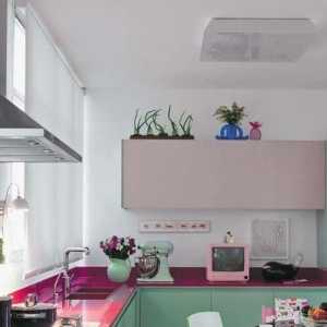 现代别墅厨房淡雅青色瓷砖装修效果图