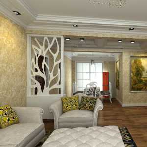 瓷砖配木地板混搭客厅装修效果图