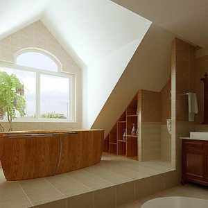 现代别墅卫生间木质边框装修效果图