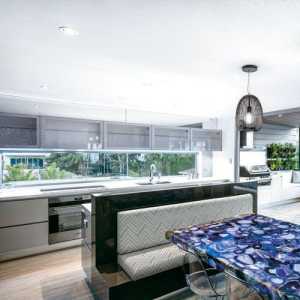 现代客厅厨房一体式三居装修效果图