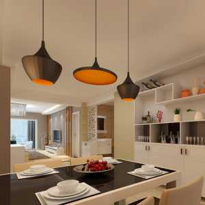 现代别墅厨房粉色吊灯装修效果图