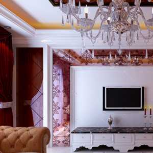 现代粉白色窗帘别墅起居室装修效果图