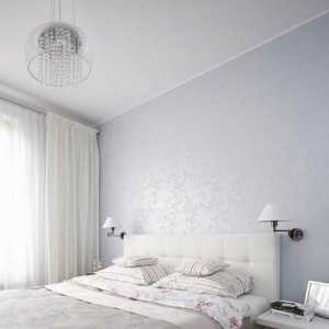 欧式淡蓝色墙纸卧室装修效果图