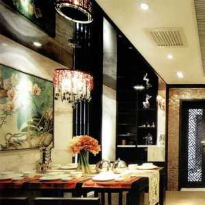 中式餐厅电视背景墙吊顶装修效果图