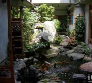 中式庭院水池假山装修效果图