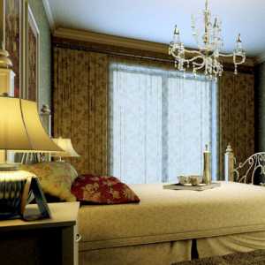 美式复古卧室窗帘装修效果图